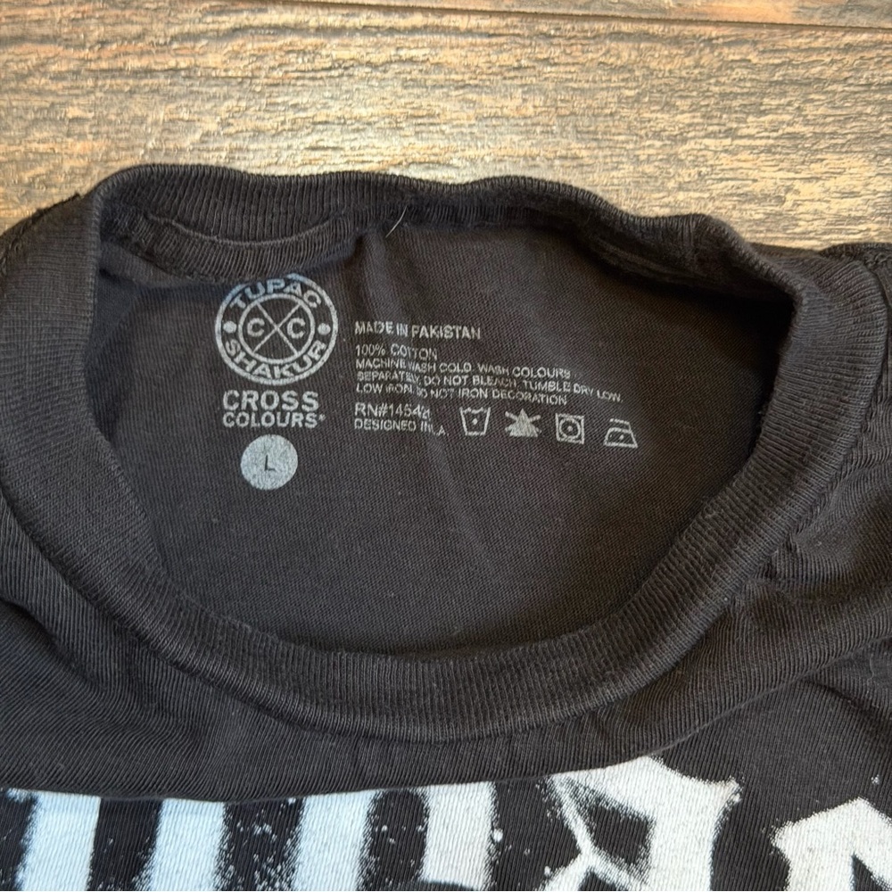 Cross Colours Tupac Shakur black graphic short sleeve boys top size large - Picture 5 of 8
